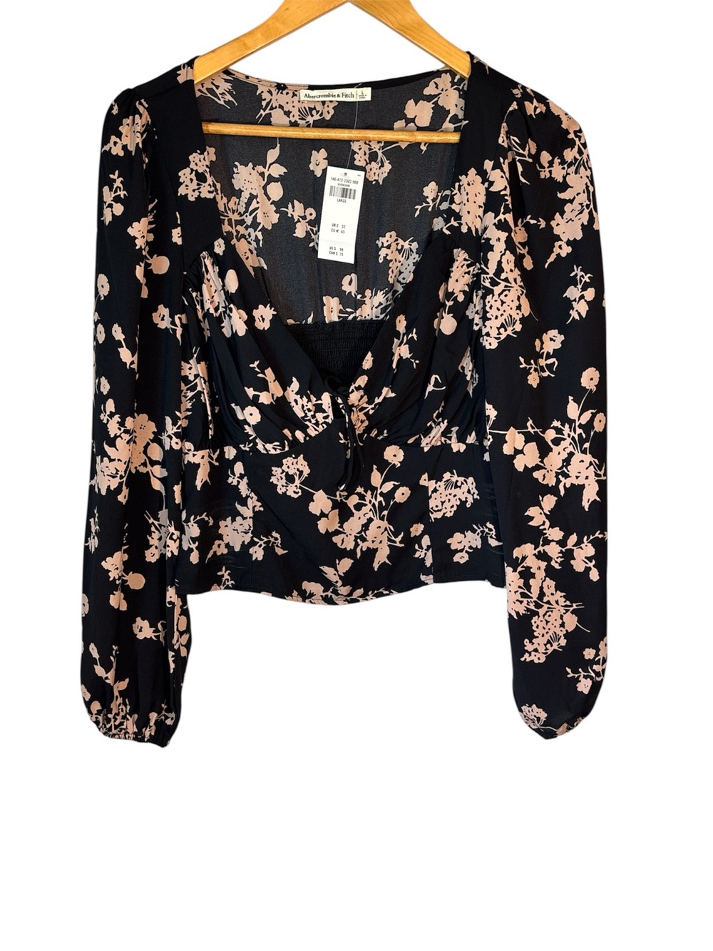 NWT Abercrombie & Fitch women's Large Floral Smocked LS Top Whimsigoth Boho